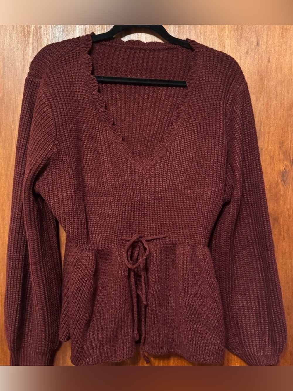 Women’s Plus Size Burgundy V-Neck Sweater - Size 3X